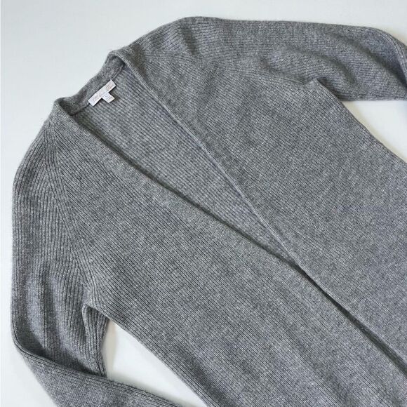 Minnie Rose 100% Cashmere Ribbed Cardigan Grey Small - Picture 4 of 7